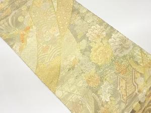 九百佐賀錦花車に鳳凰・古典柄模様織出し袋帯